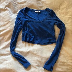 OLIVEACIOUS | Blue Ribbed Crop Top